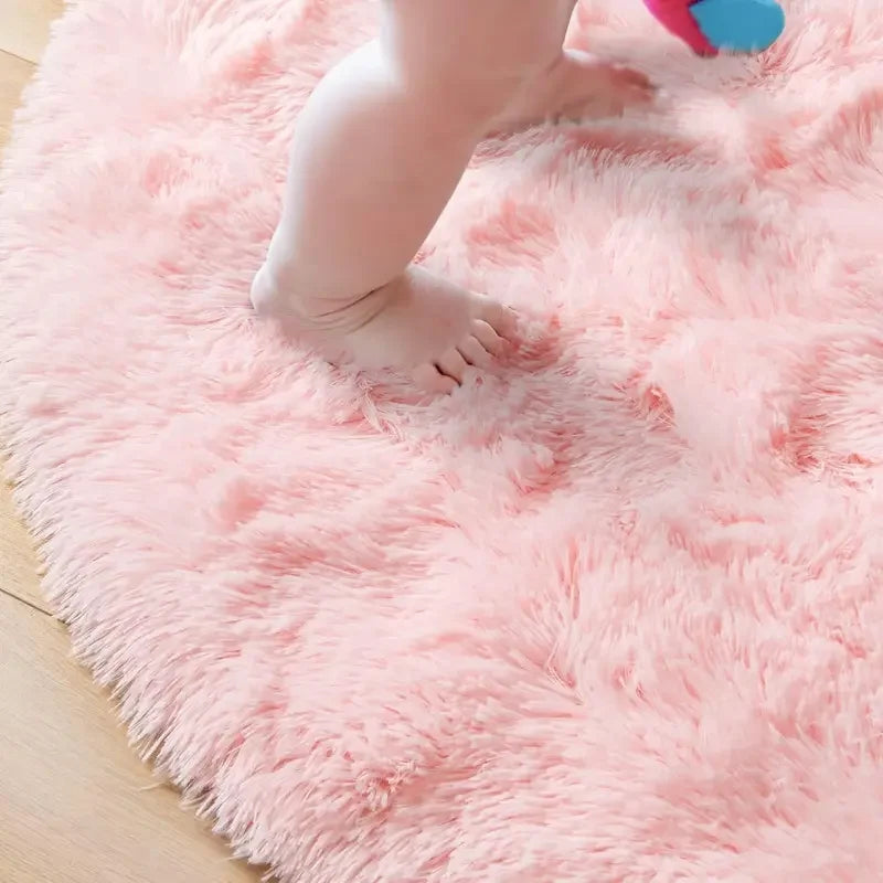 VIKAMA Simple Pink Girly Heart Plush Carpet Bedroom