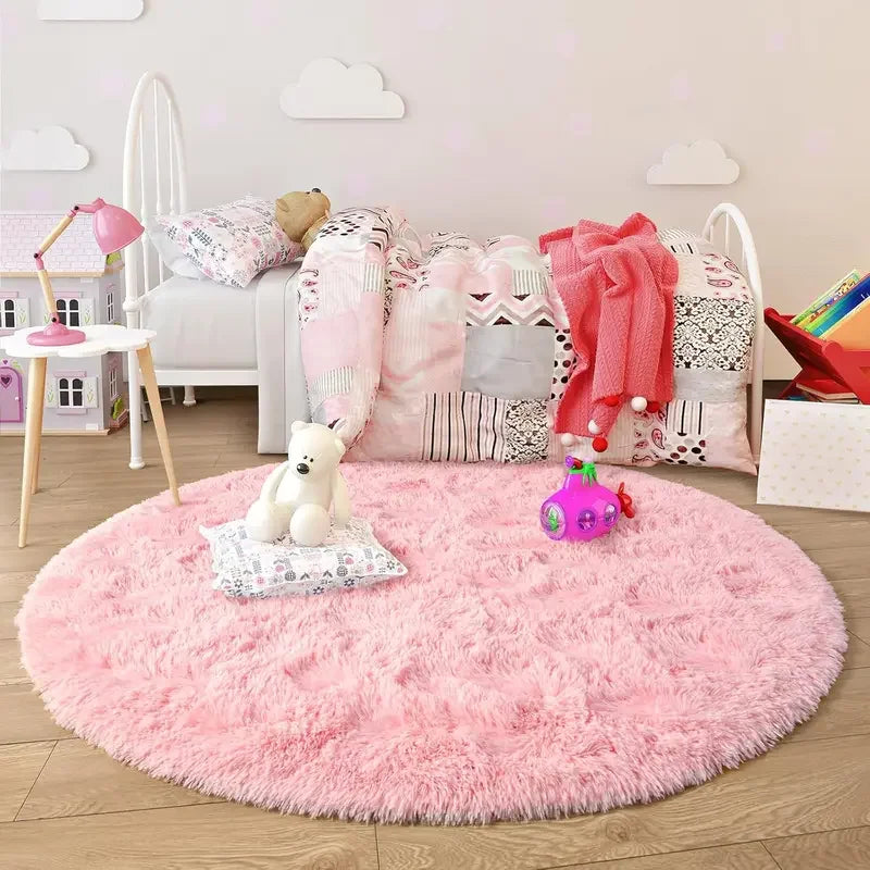 VIKAMA Simple Pink Girly Heart Plush Carpet Bedroom