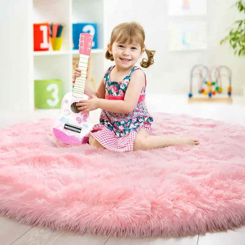 VIKAMA Simple Pink Girly Heart Plush Carpet Bedroom