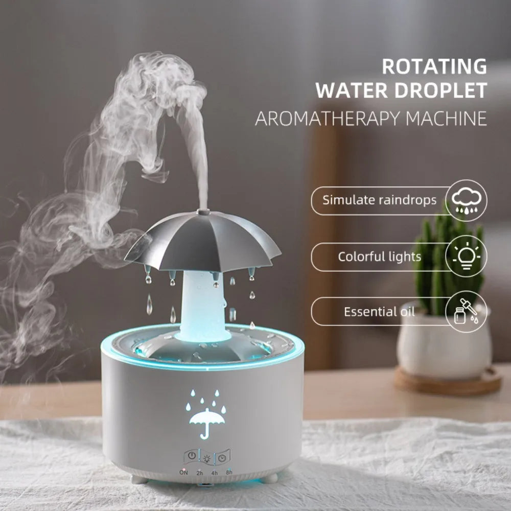 Rotating Umbrella Water Drop Air Humidifier with Colourful Night Lights