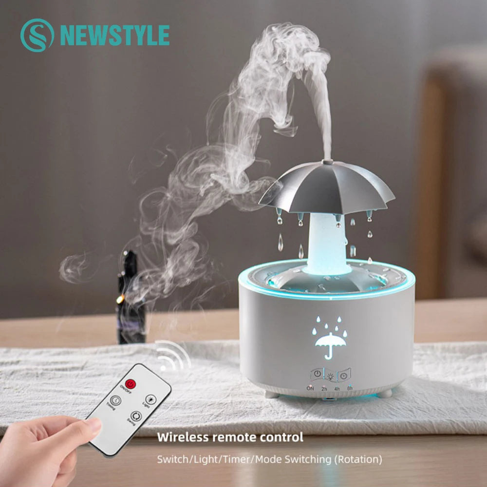 Rotating Umbrella Water Drop Air Humidifier with Colourful Night Lights